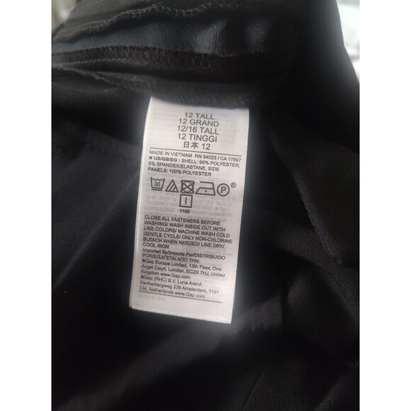 New Gap Tuxedo Pants 12 Tall 365 Mid Rise Satin Trim Straight Leg Trousers Black - Picture 7 of 8